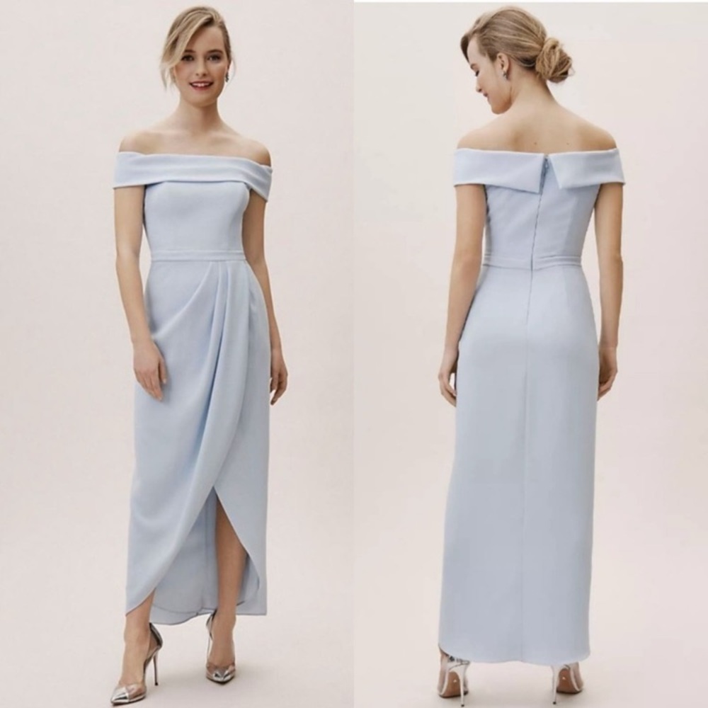 BHLDN Anthropologie Thompson Dress in Aqua Bliss Off the Shoulder